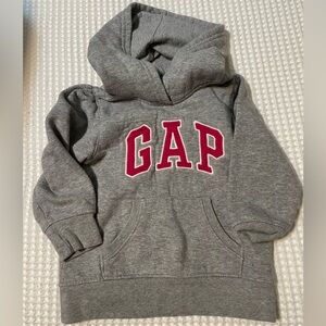 GAP Gray and Magenta Logo Hoodie Sweatshirt